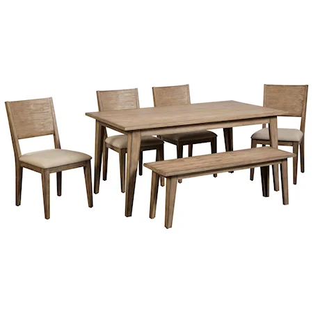 6 Piece Table and Chair Set with Bench